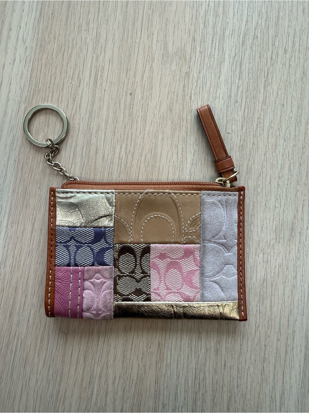 Patchwork Multicolor Coach Card Pouch - Women Accessories